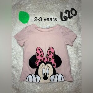Disney Minnie Mouse Pink Leopard Print Kids Tee